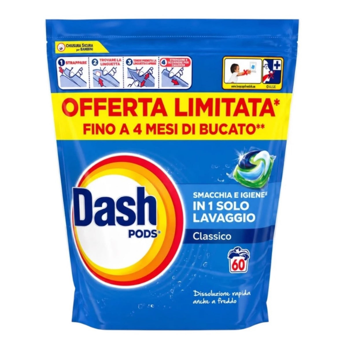 Dash PODS Classico detergent capsule pentru rufe, pachet economic de 60 capsule
