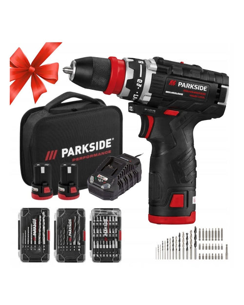 Set complet PARKSIDE Performance cu bormașină, doi acumulatori, încărcător, geantă și accesorii